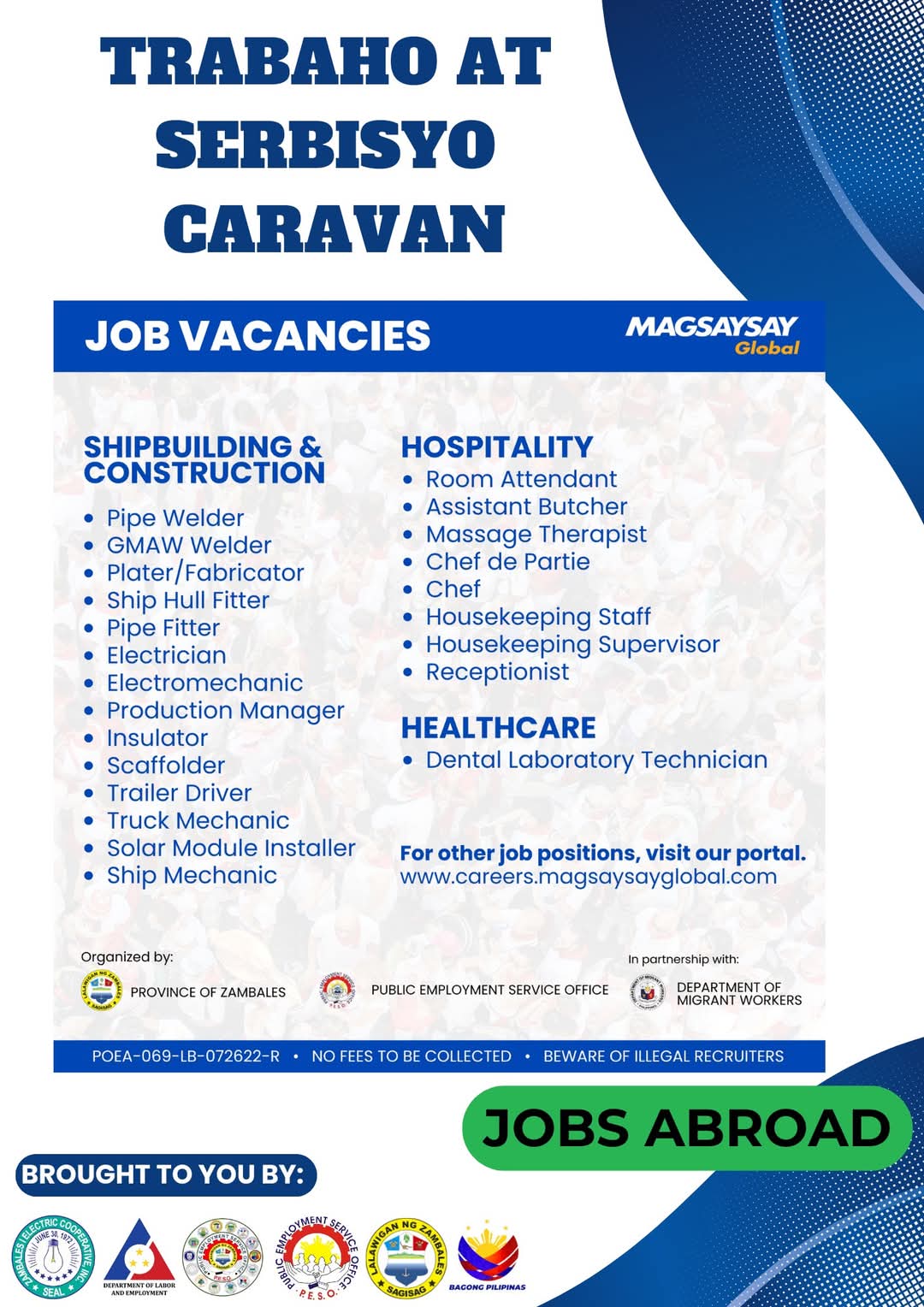 BAGONG PILIPINAS, LALAWIGAN NG ZAMBALES, PESO, PUBLIC EMPLOYMENT SEVICE OFFICE, SERBISYO CARAVAN, WORK, ZAMECO 1, ZAMECO I