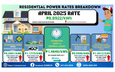 RESIDENTIAL POWER RATES BREAKDOWN AS OF APRIL 2025