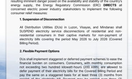 The Energy Regulatory Commission (ERC) issues an Advisory for the Implementation of Consumer Protection Measures by All Concerned Electric Power Industry Stakeholders, Pursuant to Executive Order No. 110.